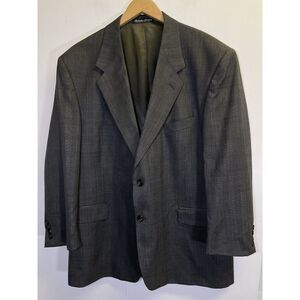 Daniel Gray Men’s 46R Gray Glen Plaid‎ Smooth Tweed Wool Blazer 2-Button Jacket